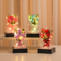 CHUANGXUN Lampe de nuit LED en forme de rose artificielle, vase de fleurs éternelles, cadeau personnalisé pour le festival Qixi, design moderne et simple