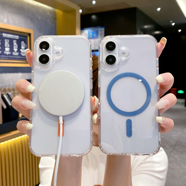For iPhone 17 Plus Magnetic Phone Accessories Wireless Charge clear Phone Case for iPhone 16 15 14 13 12 Pro