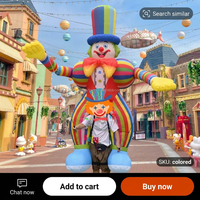 Costume de Clown Gonflable Géant 3,5M pour Adulte, Mascotte de Cirque, Défilé, Marionnette Ambulante Rayée Colorée pour Carnaval
