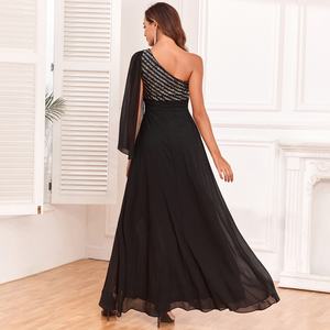 Nouvelle Robe de Demoiselle d'Honneur Asymétrique en Chiffon Style A-line avec Paillettes pour Soirée et Bal de Promo - Product Image 2
