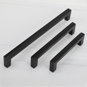 Gagang Kabinet Persegi Hitam <span class=keywords><strong>Matte</strong></span> 32MM 64MM, Tarikan Pintu Lemari Panjang - Product Image 1