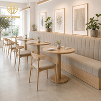 Ensemble de meubles de restaurant Ron Group Cafe, table ronde en bois, sièges en tissu, chaise en bois massif moderne personnalisée