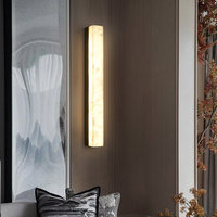 Nouvelle applique murale en marbre de style chinois, construction en cuivre massif, lumière LED, design minimaliste post-moderne pour salon et chambre à coucher