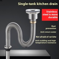 Kit de Tubería de Desagüe para Fregadero de Cocina de Acero Inoxidable con Tapón Antiderrames y Colador de Plástico
