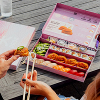 Boîte à sushi jetable avec logo personnalisé boîte d'emballage de fast-food à emporter boîte à sushi à emporter boîte à sushi en papier coloré