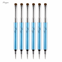 Pinceau double embout pour nail art, stylo à points UV, outils de dessin pour ongles, pinceau français de différentes tailles # 6 pour salon de manucure