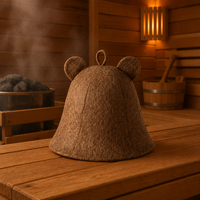 Chapeau de sauna en feutre de laine à oreilles d'ours, épais, résistant à la chaleur, protection des cheveux pour femmes, salle de vapeur, logo personnalisé