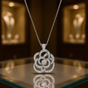 Collar de Diamantes T0028 en Oro Blanco, Corte Brillante Redondo, Certificado GIA, Joyería de Lujo para Uso Diario de Mujer - Product Image 2