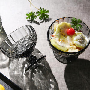 Ventes en gros de coupes à yaourt <span class=keywords><strong>vintage</strong></span> en <span class=keywords><strong>verre</strong></span> gaufré pour fêtes, mariages, desserts, milkshakes, glaces - Product Image 2