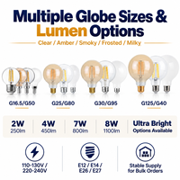 Lampe LED vintage à filament AC 360 degrés G125 A19 B22 en verre, vente directe usine, OEM ODM CE RoHS UKCA C PSE