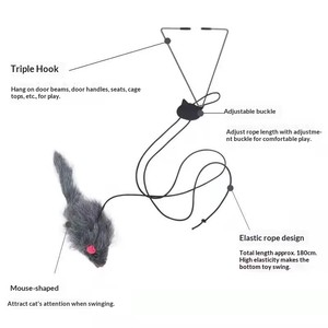 Juguete Colgante Simple para Gatos, de Felpa y Metal, Ecológico, Interactivo, con Movimiento, Ratón, Mariposa, Pluma de Repuesto - Product Image 3