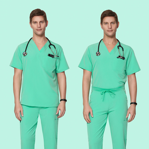 ชุดสครับต่อต้านริ้วรอยสำหรับผู้ชายชุดเครื่องแบบพยาบาลสำหรับโรงพยาบาลผ้ายืดสำหรับขัดผิว - Product Image 4