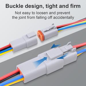 ขั้วต่อ DT กันน้ำ<span class=keywords><strong>2</strong></span>แพ็ค<span class=keywords><strong>3</strong></span>พินขั้วต่อสายตัวผู้และตัวเมียพร้อมสายไฟ16AWG 105 ℃ 600V และท่อหดความร้อน - Product Image 3