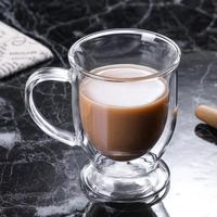 Tasses à café en verre borosilicate transparent de 250 ml (8 oz) à double paroi isolées avec poignée, performance thermique optimale, design moderne, sans BPA