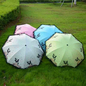 Parapluie de revêtement noir à la mode de nouveau style avec parapluie UV de soleil à trois plis en <span class=keywords><strong>dentelle</strong></span> papillon - Product Image 4