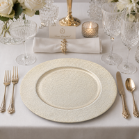 Assiettes de présentation en plastique texturé craquelé de 13 pouces, haut de gamme, personnalisables, modernes, luxueuses, réutilisables pour dîners, mariages, fêtes et événements