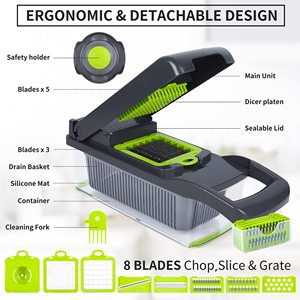Picador de Verduras <span class=keywords><strong>Manual</strong></span> 14/16 en 1, Cortador de Alimentos, Rebanador de Verduras, Picador de <span class=keywords><strong>Cebolla</strong></span> - Product Image 3