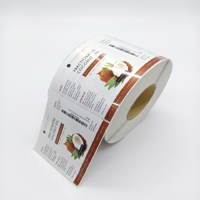 Étiquettes autocollantes personnalisées imperméables pour bouteilles d'eau de coco tropicale, logo imprimé, emballage de boissons naturelles, étiquettes en rouleau pour jus