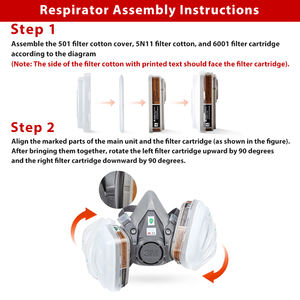 Masker 3M 6200, Masker Gas Setengah Wajah 3M, Respirator, Masker Gas Setengah Wajah yang Dapat Digunakan Kembali, Alat Pelindung untuk Pekerjaan Penggilingan - Product Image 6