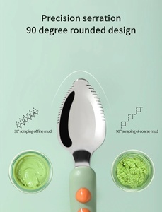 Cuchara de barro para raspar frutas de bebé, cuchara de acero inoxidable suave para alimentación, cuchara de fruta fácil de <span class=keywords><strong>comer</strong></span> para bebé, suministros para madre y bebé - Product Image 4