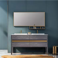 Meuble de toilette moderne de luxe haut de gamme en contreplaqué de bois meuble de salle de bain tiroirs pour appartement espaces résidentiels pour