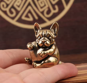 Figurine de chien vintage en laiton avec cœur, charmante statue de <span class=keywords><strong>bouledogue</strong></span> français, parfaite pour le bureau ou la décoration de la maison, cadeau unique - Product Image 6