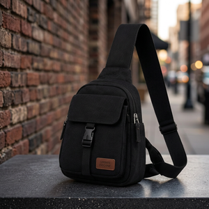 Navrit Creation Urban Canvas Sling <b>Bag</b> <b>Small</b> Zipper Closure Buckle Design Men's <b>Messenger</b> <b>Bag</b> Outdoor Travel 0.1kg - Product Image 3