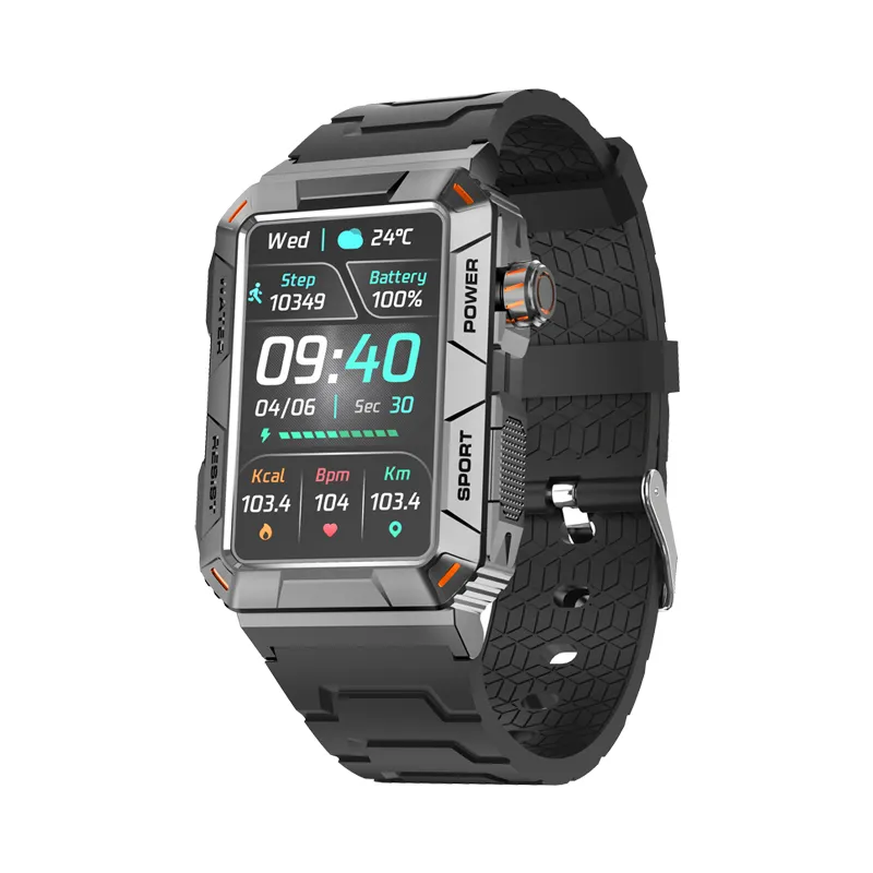 MT88 Relógio inteligente para uso ao ar livre KR88 Monitor de frequência cardíaca e pressão arterial com tela retangular esportiva Reloj Smartwatch para homens e mulheres