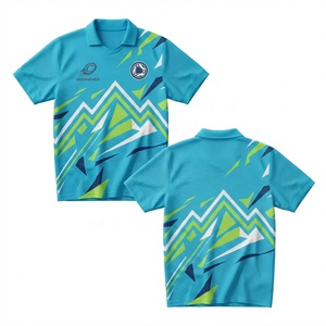 OEM ODM Custom Modern Blokecore Polo Soccer Jersey Football Jersey Turquoise Geometric Mountain Print Full Sublimation Training