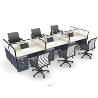 Poste de travail de bureau individuel moderne en bois avec cloison de séparation pour employés, ensemble de mobilier de bureau en gros