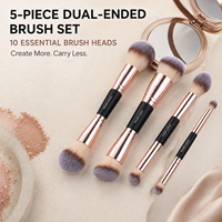 Kit de pinceaux de maquillage cosmétiques avec logo personnalisé, 5 pièces, pinceaux à paupières et à joues en poils synthétiques doux, tube en aluminium, manche en plastique