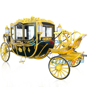Carruajes de Caballos Reales de Lujo Negros y Dorados, Vehículo Eléctrico, Remolque de Carruaje de Caballos para Bodas en Venta - Product Image 1