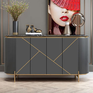 Meuble TV en bois de luxe en acier inoxydable, meuble de salon moderne, panneau latéral, meuble de tapisserie pour la maison - Product Image 4