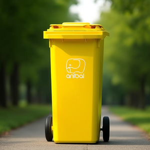 Bidone per Rifiuti Anibal 120 L Giallo con Ruote per Uso Esterno - Product Image 3