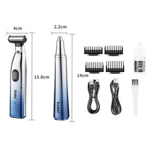 Recortadora de vello nasal eléctrica Kemei 2 en 1 con accesorios, recargable por USB, para hombres, juego de recorte portátil. - Product Image 1