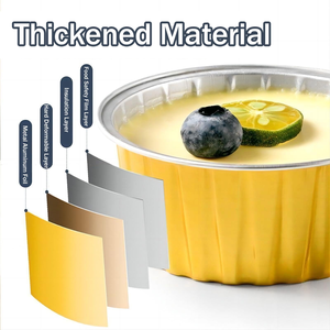 Contenedores Desechables de Aluminio de 120 ml para Postres, Moldes para Cupcakes con Tapas para Hornear Muffins, Mini Pasteles, Tazas de Papel de Aluminio para Postres - Product Image 2