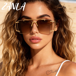 Gafas de sol cuadradas sin montura extragrandes para <span class=keywords><strong>hombre</strong></span>, nueva moda 2026, <span class=keywords><strong>lentes</strong></span> antirreflectantes con degradado para mujer, gafas de conducción de doble viga - Product Image 1