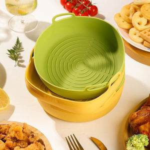 Revêtement en silicone empilable pour <span class=keywords><strong>friteuse</strong></span> à air, réutilisable, antiadhésif, résistant à la chaleur, avec poignées, pour la cuisine à domicile - Product Image 2