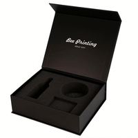Boîte cadeau rigide noire mate de luxe avec logo personnalisé, fermeture magnétique, boîte en carton, boîte pliante avec couvercle