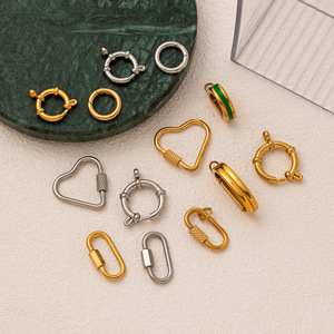 Fermoirs de bijoux en acier inoxydable plaqué or 18 carats, anneaux ovales en forme de cœur, accessoires pour colliers et bracelets DIY - Product Image 3