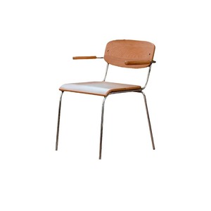 High Quality <b>Vintage</b> Stackable Flatpack <b>Chair</b> Cherry Wood Stainless Steel Dining <b>Chair</b> - Product Image 1