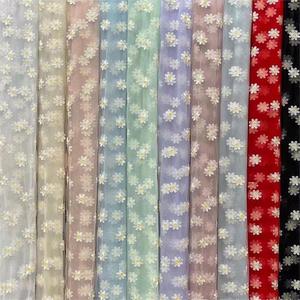 Vải ren lưới thêu hoa cúc nhỏ 3D, rộng 130cm, nhiều màu sắc, chất liệu vải tuyn, <span class=keywords><strong>d</strong></span>ành cho thời trang nữ, váy cưới cô <span class=keywords><strong>d</strong></span>âu - Product Image 2