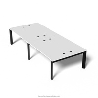 Bureau de travail pour 4 personnes, table de travail moderne avec structure en acier et plateau pour mobilier de bureau