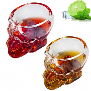 Verre à cocktail en forme de tête de crâne pour vodka, verre à shot à base lourde, mini-bouteille en forme de crâne pour whisky, vin, jus et autres boissons - Product Image 2