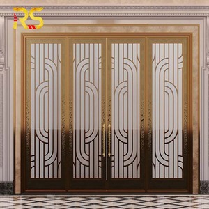Diseño de corte por láser de estilo árabe, <span class=keywords><strong>puerta</strong></span> de entrada principal de vidrio comercial de acero inoxidable 304, <span class=keywords><strong>puerta</strong></span> de vidrio para vestíbulo de Hotel para restaurante - Product Image 1