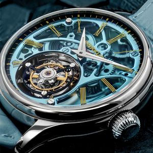 Reloj Tourbillon con Logotipo Personalizado, Mecánico, con Esfera de Cristal de Zafiro Transparente, Diseño Hueco, Edición Limitada, para Hombre - Product Image 1