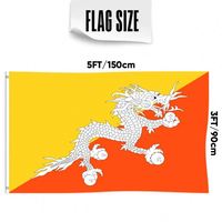Drapeaux du Bhoutan en gros 3x5 pieds, polyester 68D/100D, personnalisation de tous les pays, expédition rapide, fournisseur fiable, livraison rapide