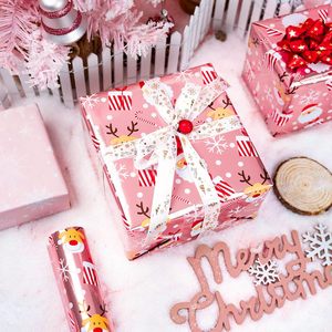 Christmas <b>Wrapping</b> <b>Paper</b> Pink Santa Reindeer Snowflake 17 In X 32.8 Ft Roll Gift Craft Recyclable - Product Image 5