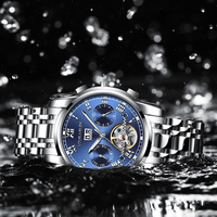 Montre homme de luxe LOUIE JUELEN, haute qualité, mouvement mécanique, acier inoxydable, fermoir papillon, transparente, étanche