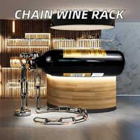 FSE Chaîne Suspendue Casier à Vin Support en Métal avec Support de Bouteille Décorations de Bar Fête Feestanding Casier à Vin en Métal Casier à Bière